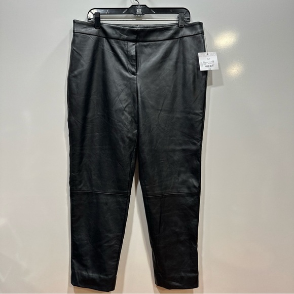 NWT- Liz Claiborne‎ Soft Faux Leather Pants Black Highrise Straight Leg Sz 12 - Picture 2 of 8
